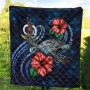 Vanuatu Polynesian Premium Quilt - Blue Turtle Hibiscus 4