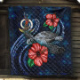 Vanuatu Polynesian Premium Quilt - Blue Turtle Hibiscus 5