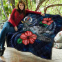 Vanuatu Polynesian Premium Quilt - Blue Turtle Hibiscus 7