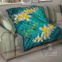 Kosrae Polynesian Quilt - Plumeria With Blue Ocean 10