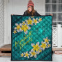 Marshall Islands Polynesian Quilt - Plumeria With Blue Ocean 4