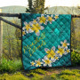 Marshall Islands Polynesian Quilt - Plumeria With Blue Ocean 9