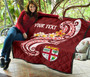 Fiji Custom Personalised Premium Quilt- Fiji Seal  Polynesian Patterns Plumeria (Red) 8