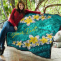 Tokelau Polynesian Custom Personalised Quilt - Plumeria With Blue Ocean 8