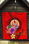Tahiti Polynesian Custom Personalised Premium Quilt - Floral With Seal Red 6