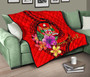 Fiji Polynesian Custom Personalised Premium Quilt - Floral With Seal Red 10