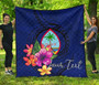 Guam Polynesian Custom Personalised Premium Quilt - Floral With Seal Blue 2