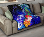 Marshall Islands Custom Personalised Premium Quilts - Humpback Whale with Tropical Flowers (Blue) 9