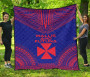 Wallis And Futuna Premium Quilt - Wallis And Futuna Coat Of Arms Polynesian Chief Dark Blue Version 1