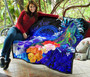 Federated States of Micronesia Custom Personalised Premium Quilt - Humpback Whale with Tropical Flowers (Blue) 7