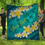 Chuuk Polynesian Custom Personalised Quilt - Plumeria With Blue Ocean 1