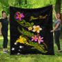 Papua New Guinea Polynesian Custom Personalised Quilt - Plumeria Tribal 1