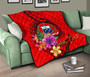 Samoa Polynesian Custom Personalised Premium Quilt - Floral With Seal Red 10