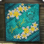 Tuvalu Polynesian Custom Personalised Quilt - Plumeria With Blue Ocean 5