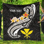 Hawaii Custom Personalised Premium Quilt - Kanaka Maoli Polynesian Patterns Plumeria (Black) 1