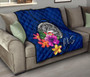 American Samoa Polynesian Premium Quilt - Floral With Seal Blue 8