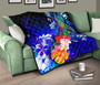 Tahiti Premium Quilt - Humpback Whale with Tropical Flowers (Blue) 9