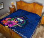 Samoa Polynesian Premium Quilt - Floral With Seal Blue 10