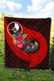 Yap Premium Quilt - Polynesian Hook And Hibiscus (Red) 5