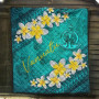 Vanuatu Polynesian Quilt - Plumeria With Blue Ocean 5