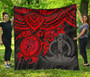 Vanuatu Polynesian Premium Quilt - Vanuatu Coat Of Arms & Red Turtle Hibiscus 1