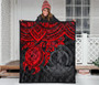 Vanuatu Polynesian Premium Quilt - Vanuatu Coat Of Arms & Red Turtle Hibiscus 3