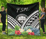 FSM Premium Quilt - FSM Coat of Arms & Polynesian Tropical Flowers White 1