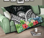FSM Premium Quilt - FSM Coat of Arms & Polynesian Tropical Flowers White 10