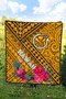 Hawaii Premium Quilt - Kanaka Maoli With Hibiscus On Polynesian Patterns (Yellow) 10