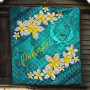 Pohnpei Polynesian Quilt - Plumeria With Blue Ocean 6