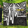 Hawaii Personalised Premium Quilt -  Kanaka Maoli With Polynesian Pattern In Heartbeat Style (Black,White) 1