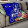 Guam Custom Personalised  Premium Quilt - Turtle Plumeria (Blue) 1