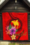 Papua New Guinea Polynesian Custom Personalised Premium Quilt - Floral With Seal Red 5