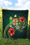 Fiji Polynesian Premium Quilt - Green Turtle Hibiscus 2