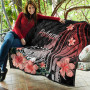 Pohnpei Premium Quilt - Red Polynesian Hibiscus Pattern Style 6