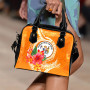 Niue Polynesian Custom Personalised Shoulder Handbag - Orange Floral With Seal 2