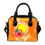 Palau Polynesian Shoulder Handbag - Orange Floral With Seal 1