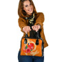 Wallis And Futuna Polynesian Custom Personalised Shoulder Handbag - Orange Floral With Seal 3