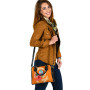 Guam Polynesian Shoulder Handbag - Orange Floral With Seal 7