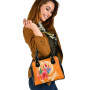 Tahiti Polynesian Shoulder Handbag - Orange Floral With Seal 4