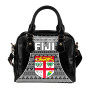 Fiji Shoulder Handbag - Tapa Pattern Sport Style Black 2