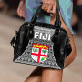 Fiji Shoulder Handbag - Tapa Pattern Sport Style Black 3