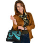 Pohnpei Custom Personalised Shoulder Handbag - Turquoise Polynesian Tentacle Tribal Pattern 3