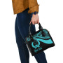 Pohnpei Custom Personalised Shoulder Handbag - Turquoise Polynesian Tentacle Tribal Pattern 6