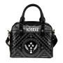 Kosrae Shoulder Handbag - Kosrae Flag In Polynesian Tattoo Style (Black) 2