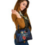 Nauru Polynesian Shoulder Hand Bag - Blue Turtle Hibiscus 2