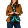 Tokelau Custom Personalised Shoulder Handbag - Turquoise Polynesian Tentacle Tribal Pattern 4