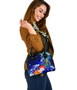 Marshall Islands Custom Personalised Shoulder Handbags - Humpback Whale With Tropical Flowers (Blue) 2