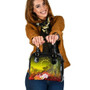 Cook Islands Custom Personalised Shoulder Handbags - Humpback Whale With Tropical Flowers (Yellow) 1