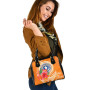 Northern Mariana Islands Polynesian Shoulder Handbag - Orange Floral With Seal 4